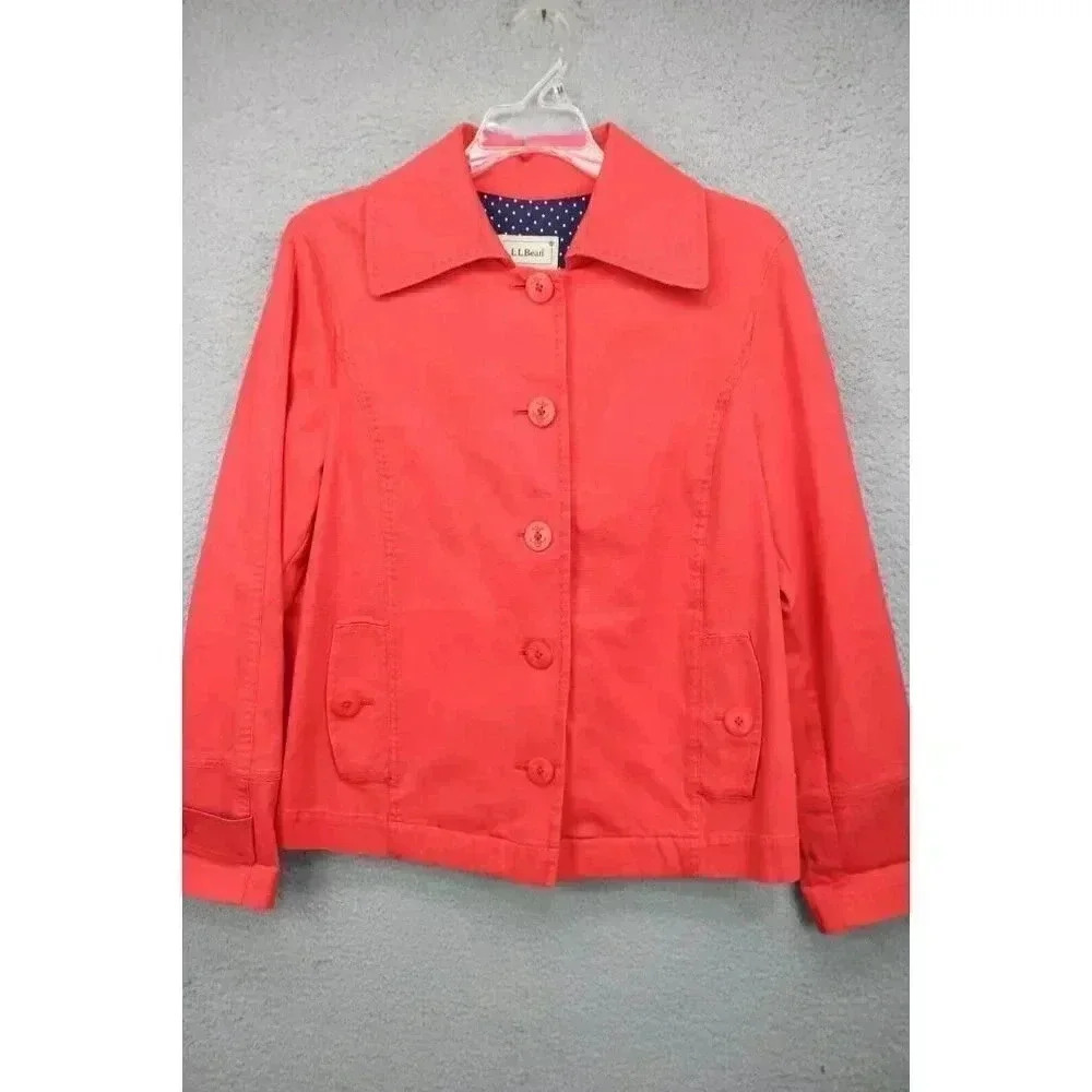 L.L. Bean Women's‎ Red Jacket-Medium-Nautical Anchor Buttons